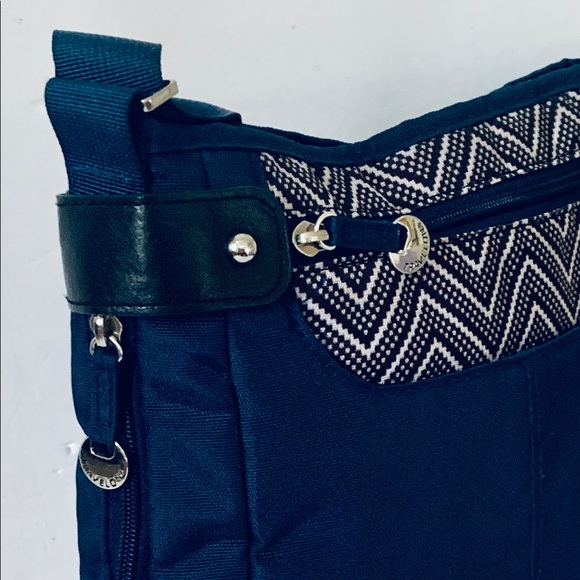 Travelon Expandable Navy Blue Crossbody Bag - Picture 4 of 5